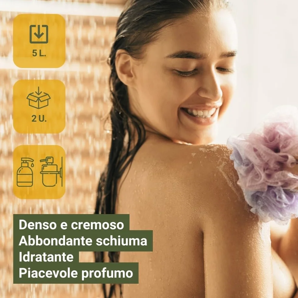 GPQ Gel/Shampoo 2 in 1 OLIVE 5 L Refill Balsamo senza Parabeni 92% NATURAL ORIGIN