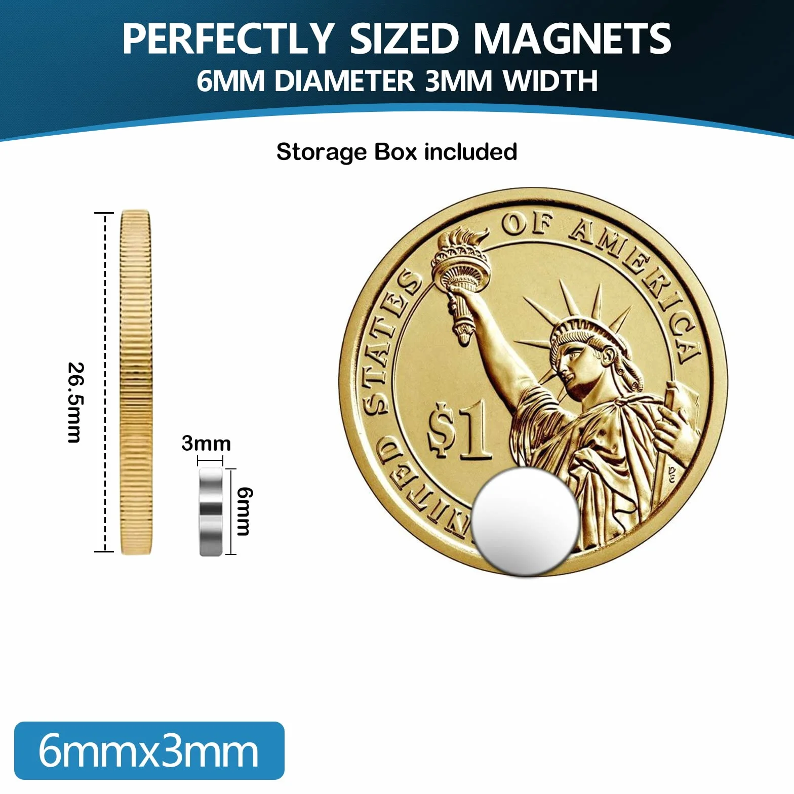 Vinabo 60Pezzi Magneti, al Neodimio Rotondi Piccoli 6 mm x 3 mm, Mini Calamite per Frigo, Lavagne, Artigianato, Mappe, Decorazioni - D'argento