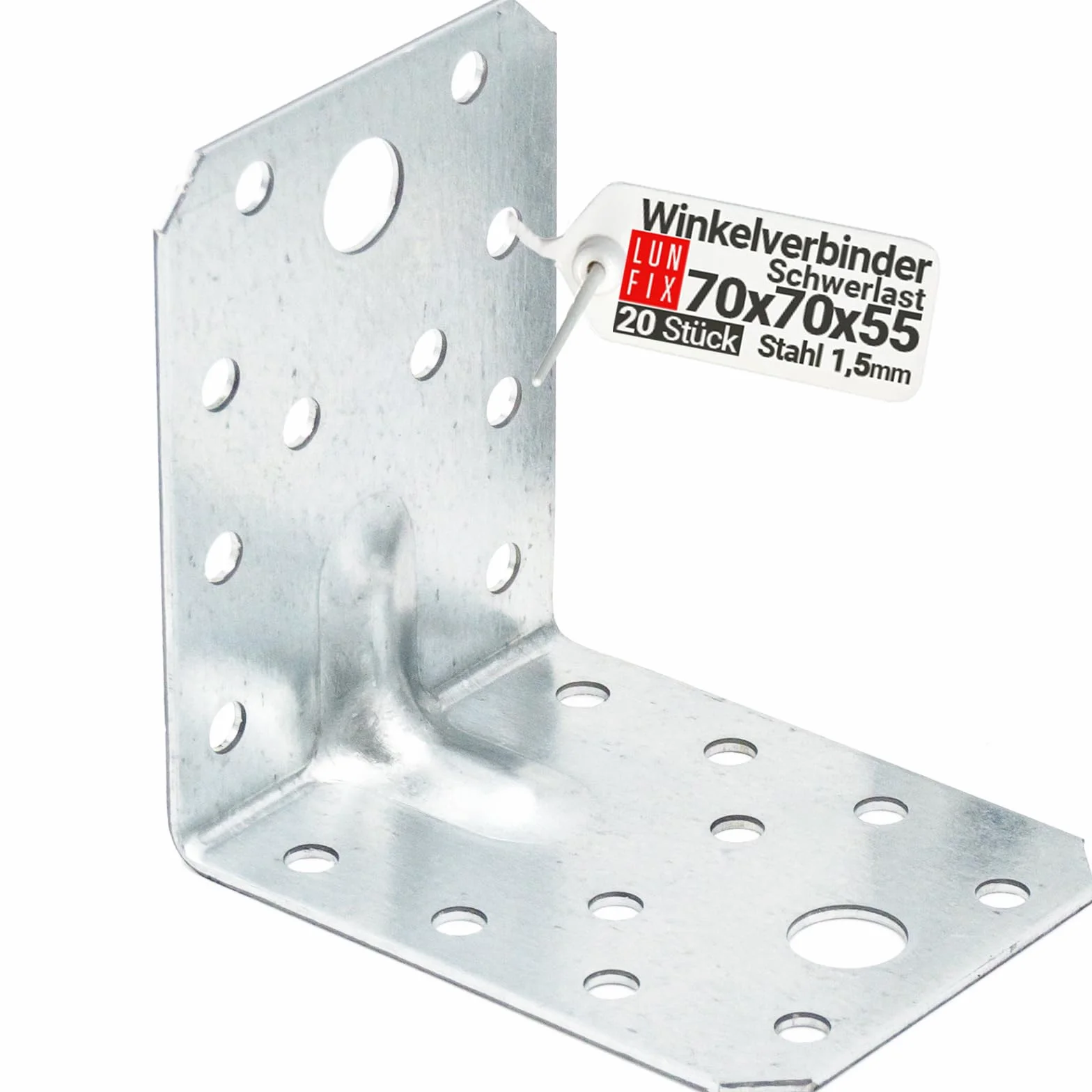 Lun Fix Staffe angolari 70x70x55 mm 20 szt. ocynkowane 1,5 mm 90°