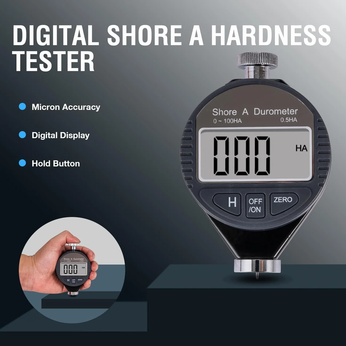 KATSU Tools Durometro Digitale Shore A 0-100HA Misuratore di Durezza Gomma Plastica LCD