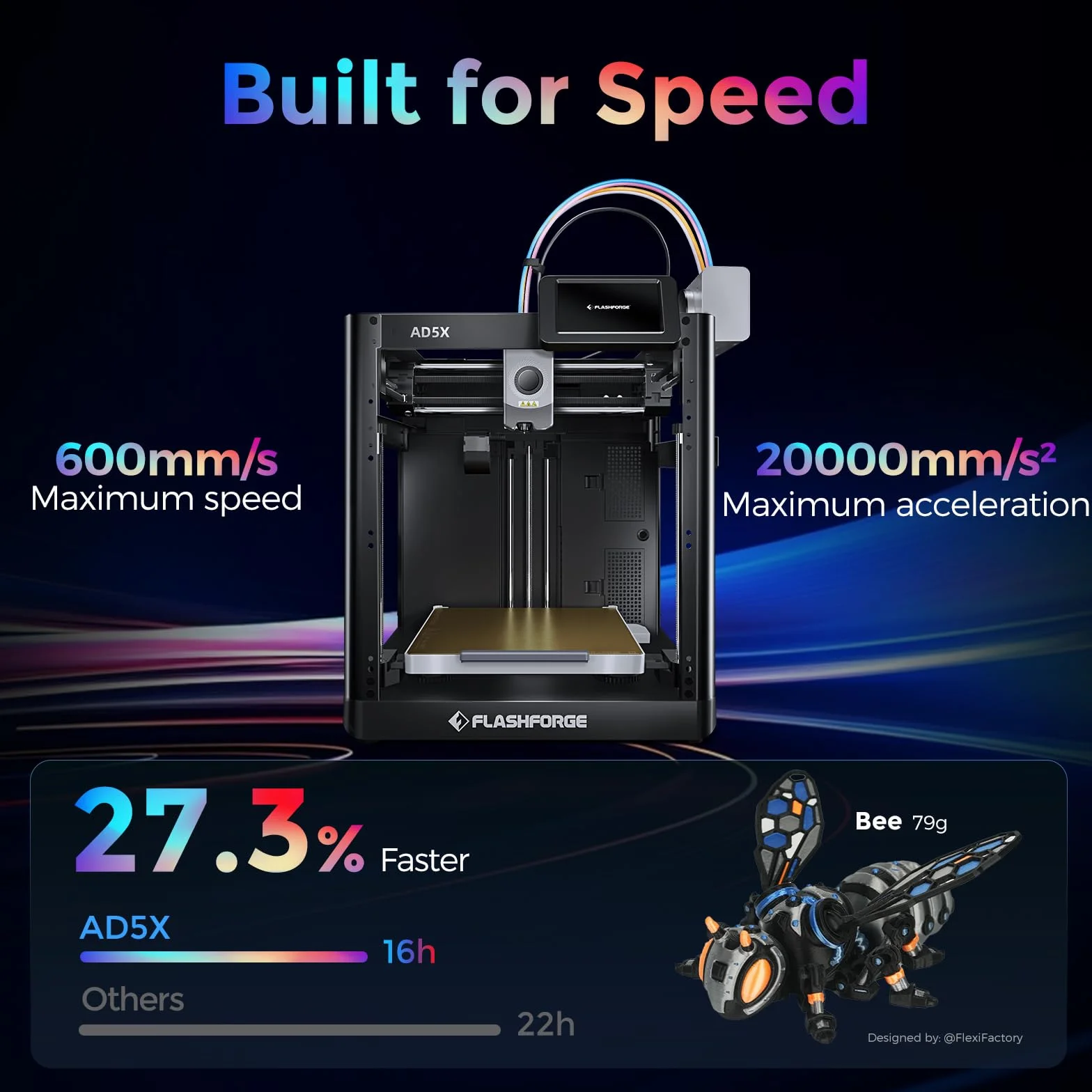 Flashforge Adventurer 5X Stampante 3D Multicolore 600 mm/s AD5X