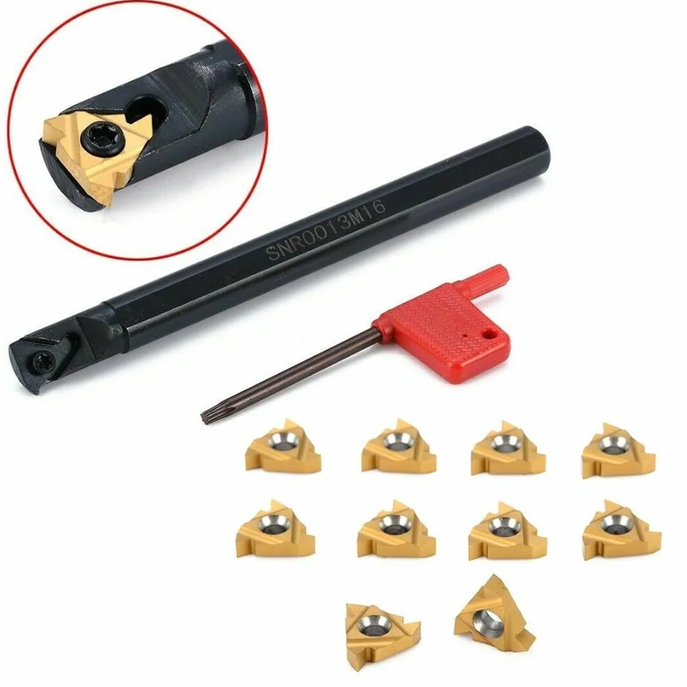 Tornio Utensile Filettatura Interna SNR0013M16 Barra Alesatura Porta Utensili 10Pcs 16IR AG60 Inserti Carburo