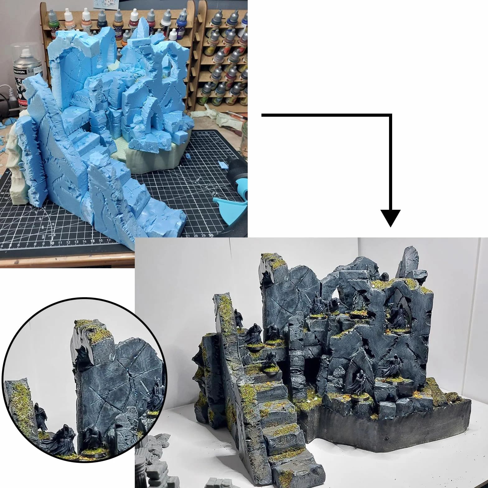 6 pannelli in schiuma rigida ad alta densità, pannelli in gommapiuma per fai da te, per modellini fai da te, blocchi base diorama, kit per hobby, 30 x 20 x 2 cm, blu