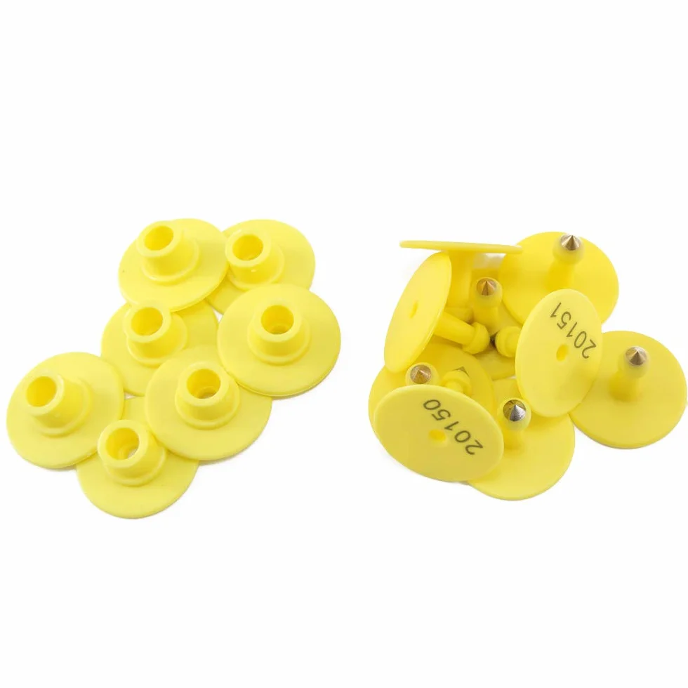 100 etichette numerate in plastica per orecchie di coniglio, piccoli animali in TPU (rosso) e 1 applicatore per etichette auricolari
