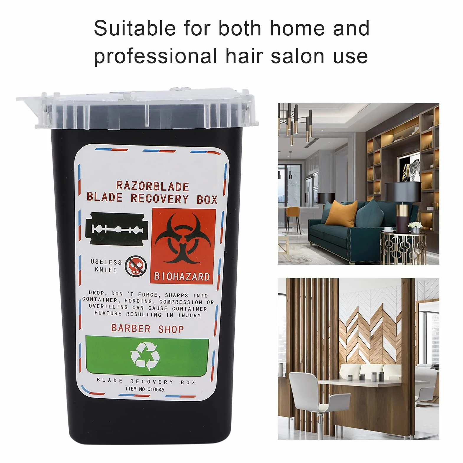 Contenitore per Lame in Plastica Resistente Agli Agenti Chimici, Smaltimento Lame, Nero