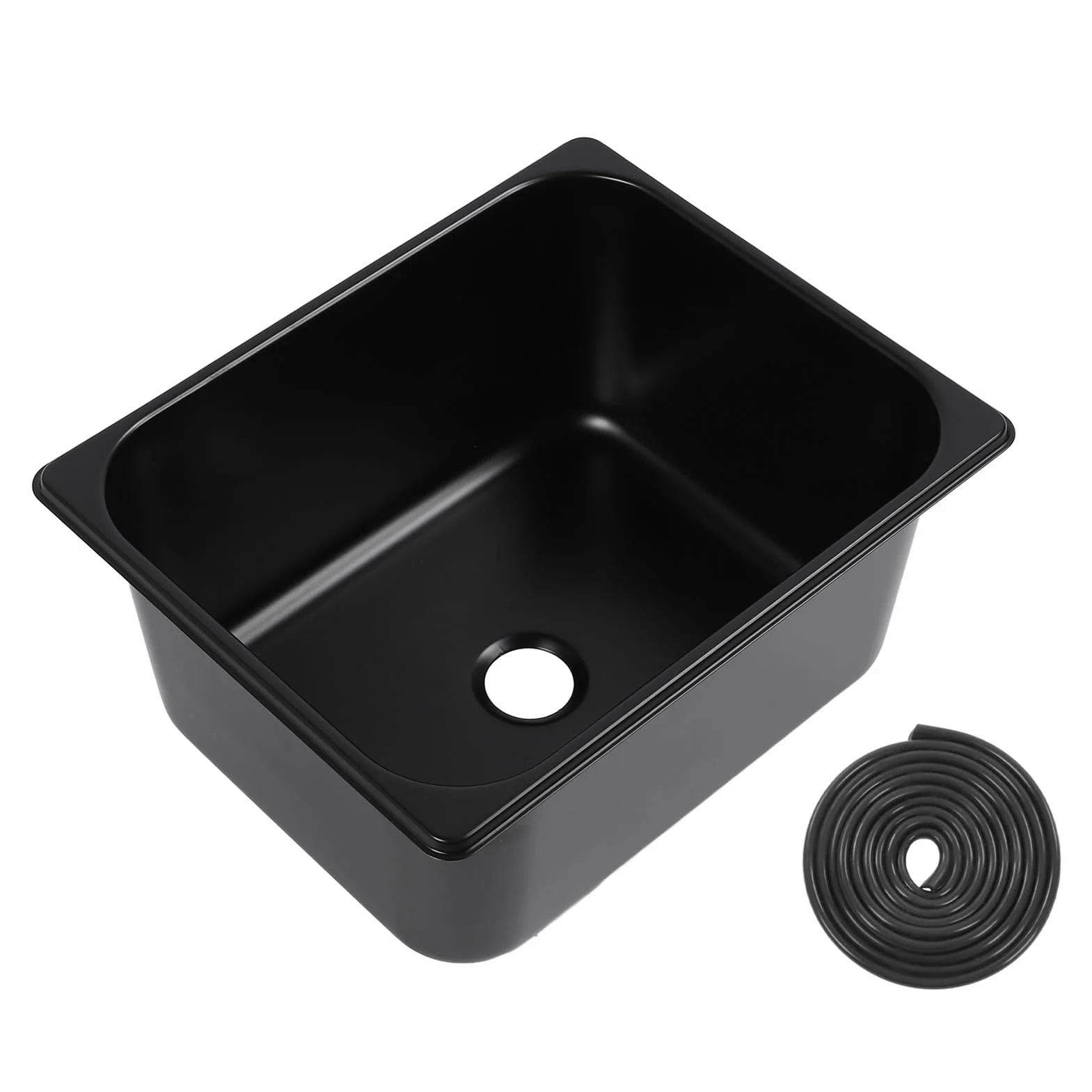 SIXRUN 304 Lavello Bar in Acciaio Inossidabile, Finitura Nera, capacità 11L, 320 X 260 X 150 Mm, Lavandino per Cucina Esterna con Drenaggio Rapido, per Camion per Camion di Cibi Barca