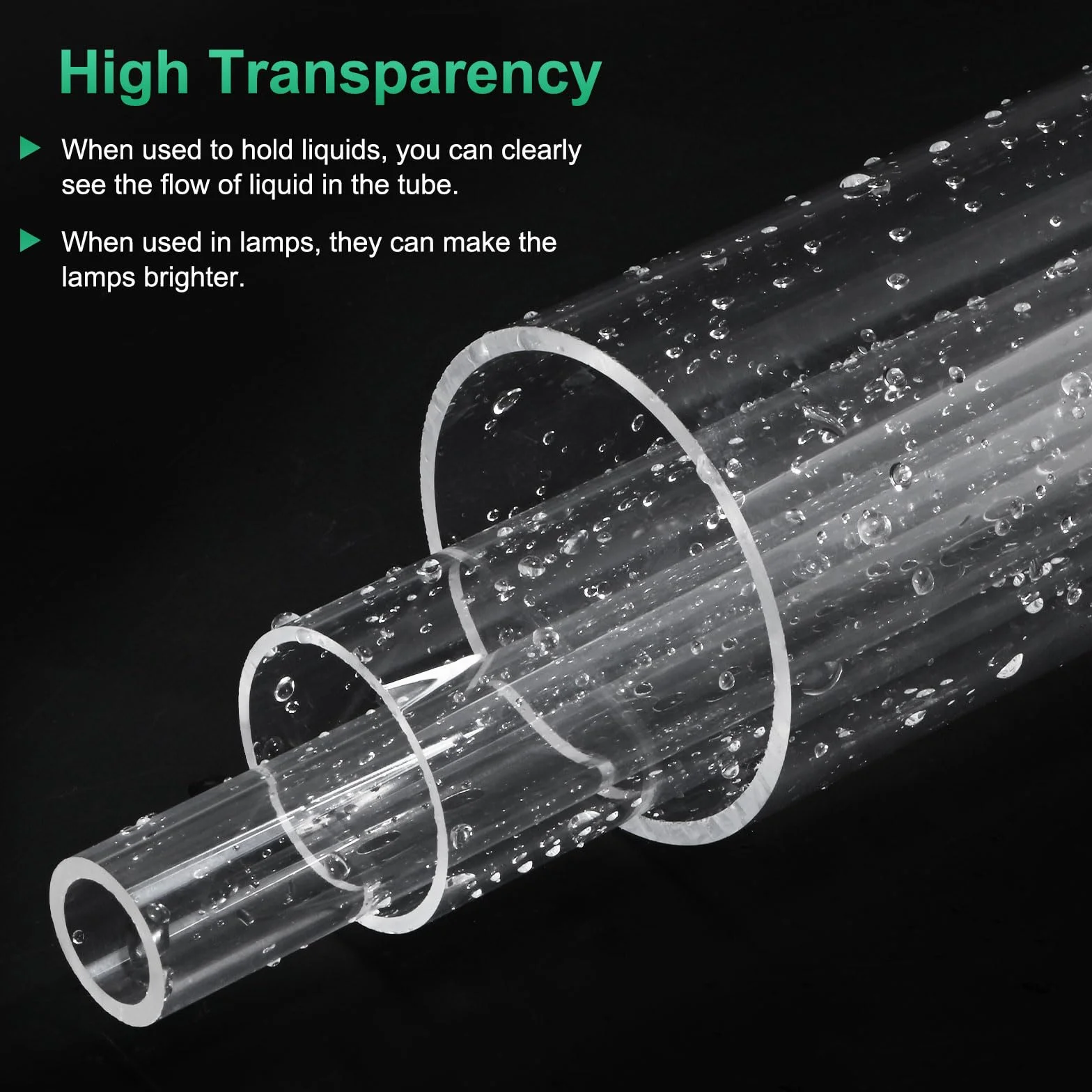 M METERXITY 4 Pcs Tubo Rigido In Acrilico Trasparente 1.5mm DI x 3mm DE Tubo Rotondo In Plastica 305mm