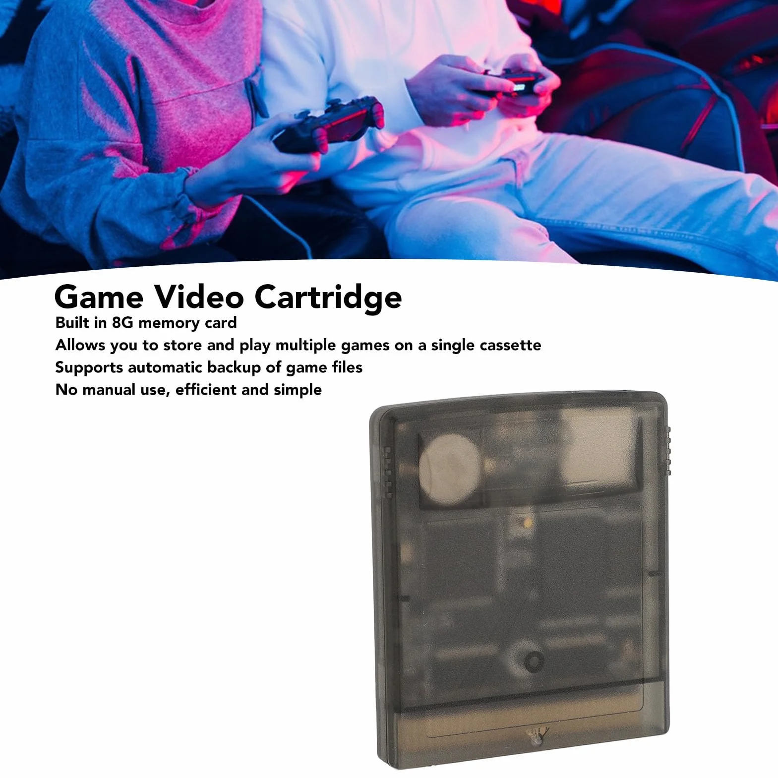 Flash Memory Card per Gameboy Color Professional 1000 in 1 Cartuccia Video di Gioco, Scheda di Memoria 8G per Gameboy Advance SP, Cartuccia di Backup dei Dati Gameboy (Nero trasparente)