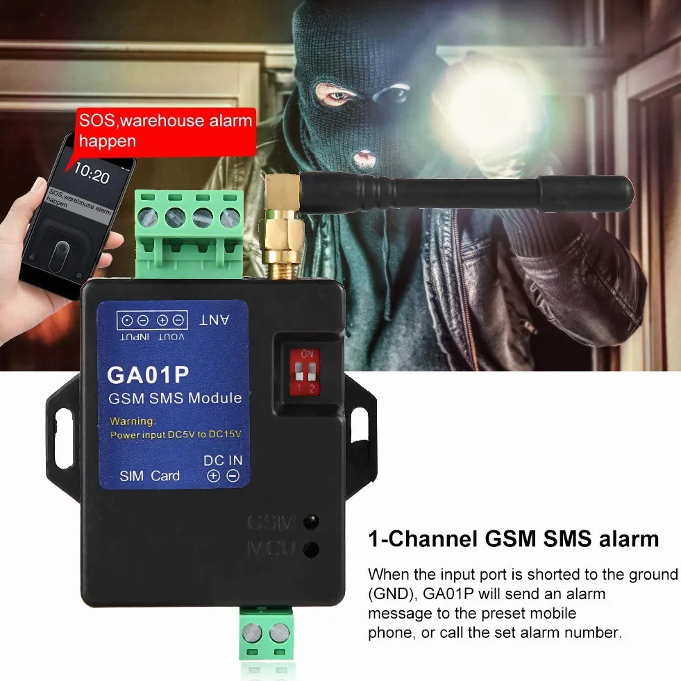 GA01P GSM Mini Smart Remote Avviso di interruzione di corrente ABS Plastica SMS Chiamata Allarme Sicurezza per Home Hotel Office Store