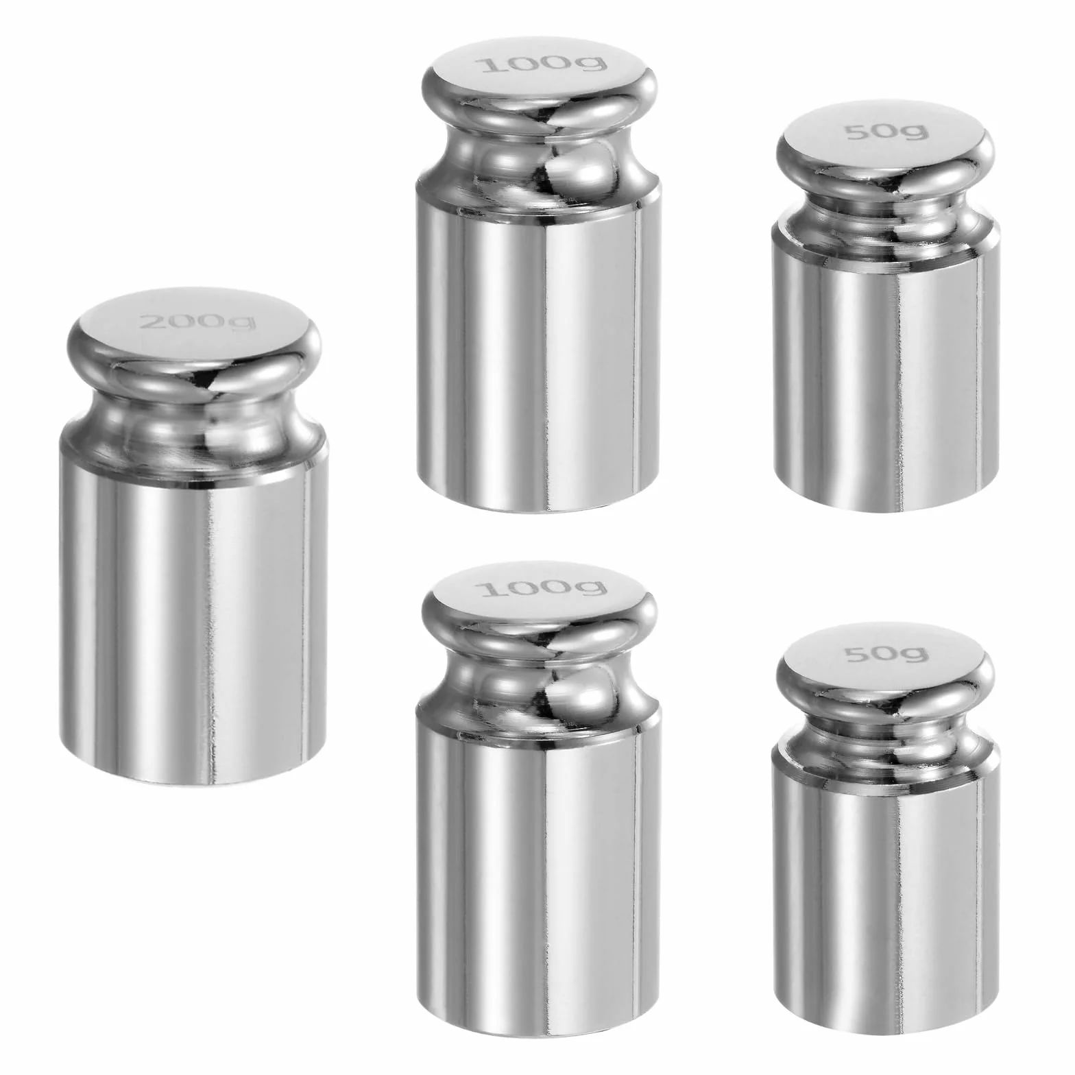 QUARKZMAN 5pz Taratura Peso Set 50g 100g 200g M1 Precisione Cromato Acciaio per Digitale Bilancia Bilancia