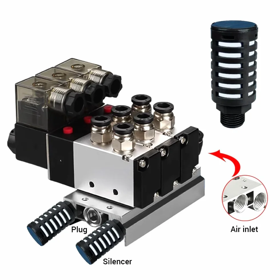 Silenziatori pneumatici in plastica filettatura maschio 3/4" nera raccordo compressore