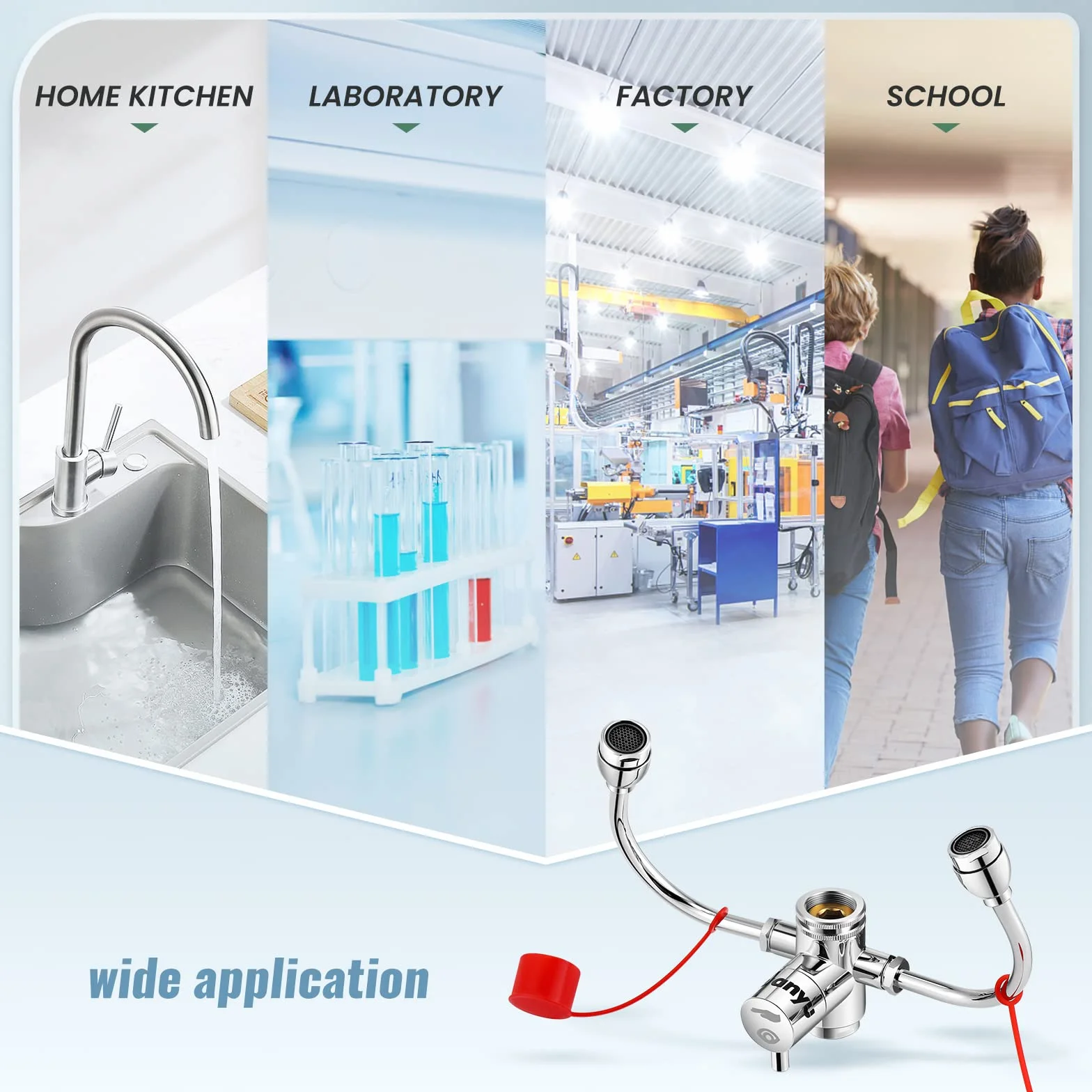 Stazione di lavaggio oculare d'emergenza con rubinetto 360° regolabile per laboratorio