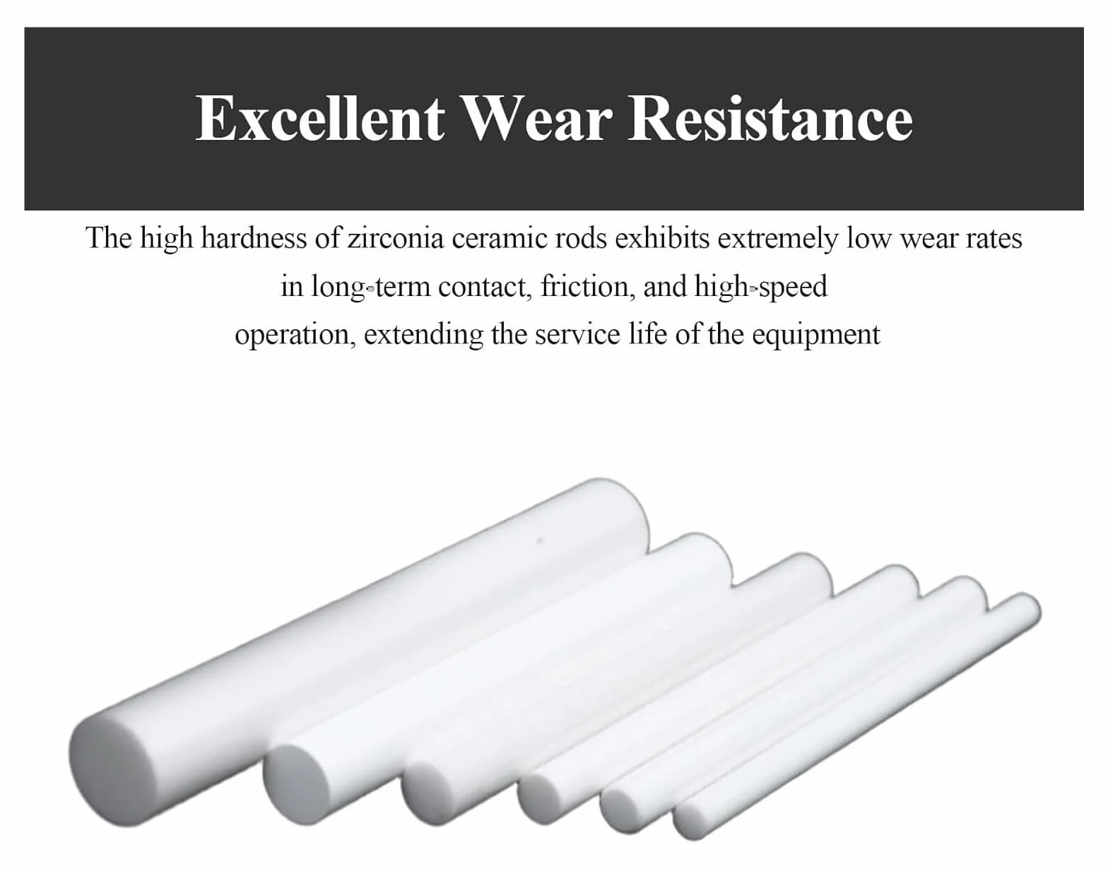 Barra di ceramica di zirconia 10×100 mm, barra rotonda solida a specchio per industria meccanica e laboratorio