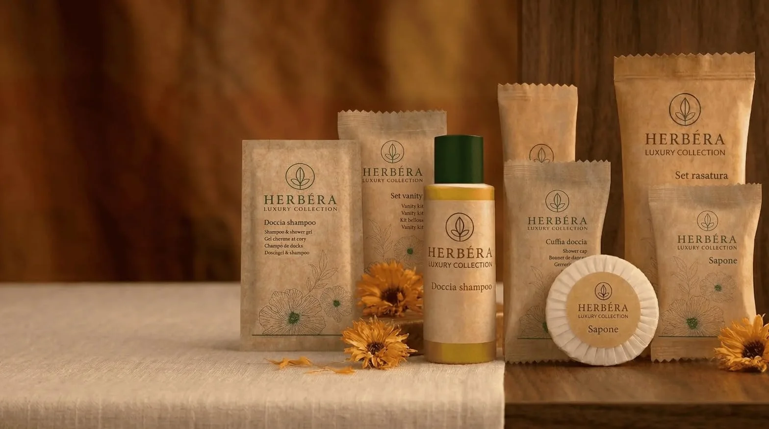 Saponetta profumata flow pack 10g 600 szt. Confezione Hotel HERBERA Natura carta Bio