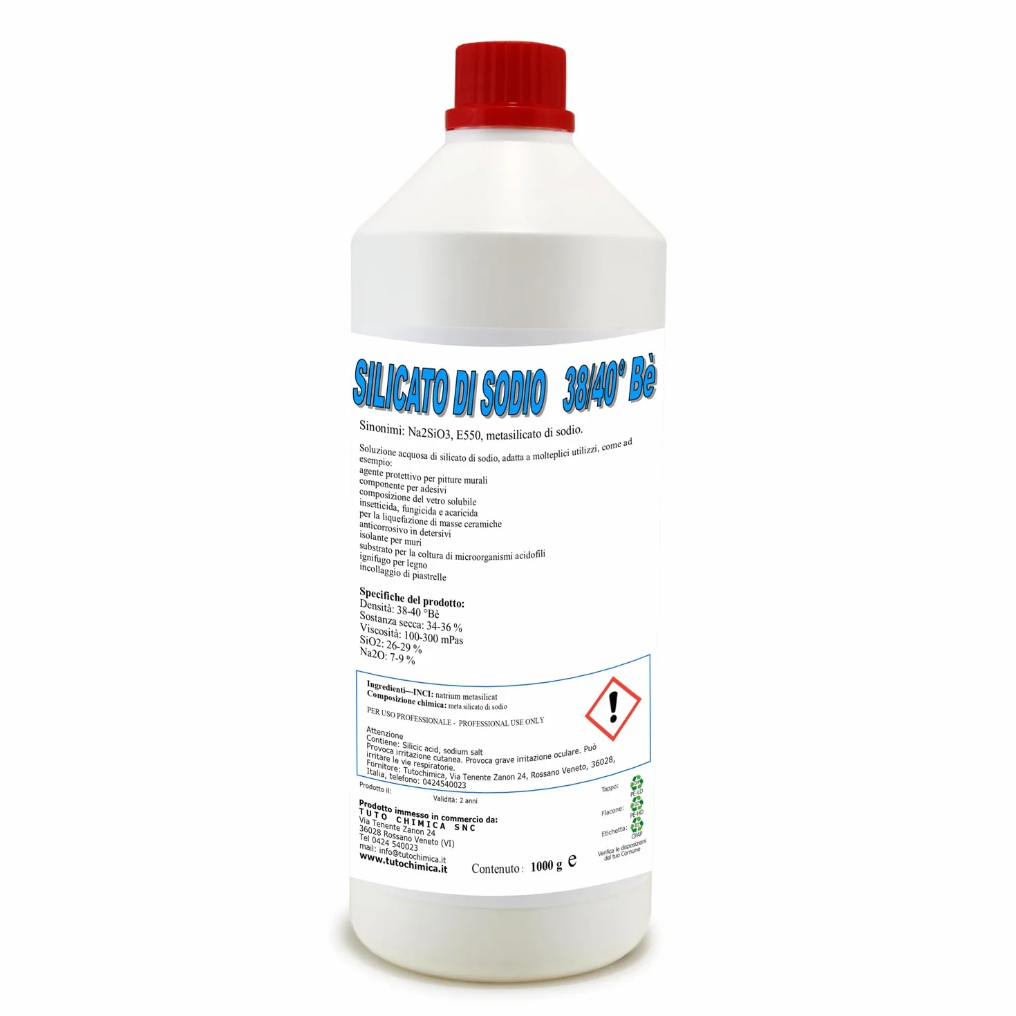 Silicato di sodio 38/40 be 1 kg