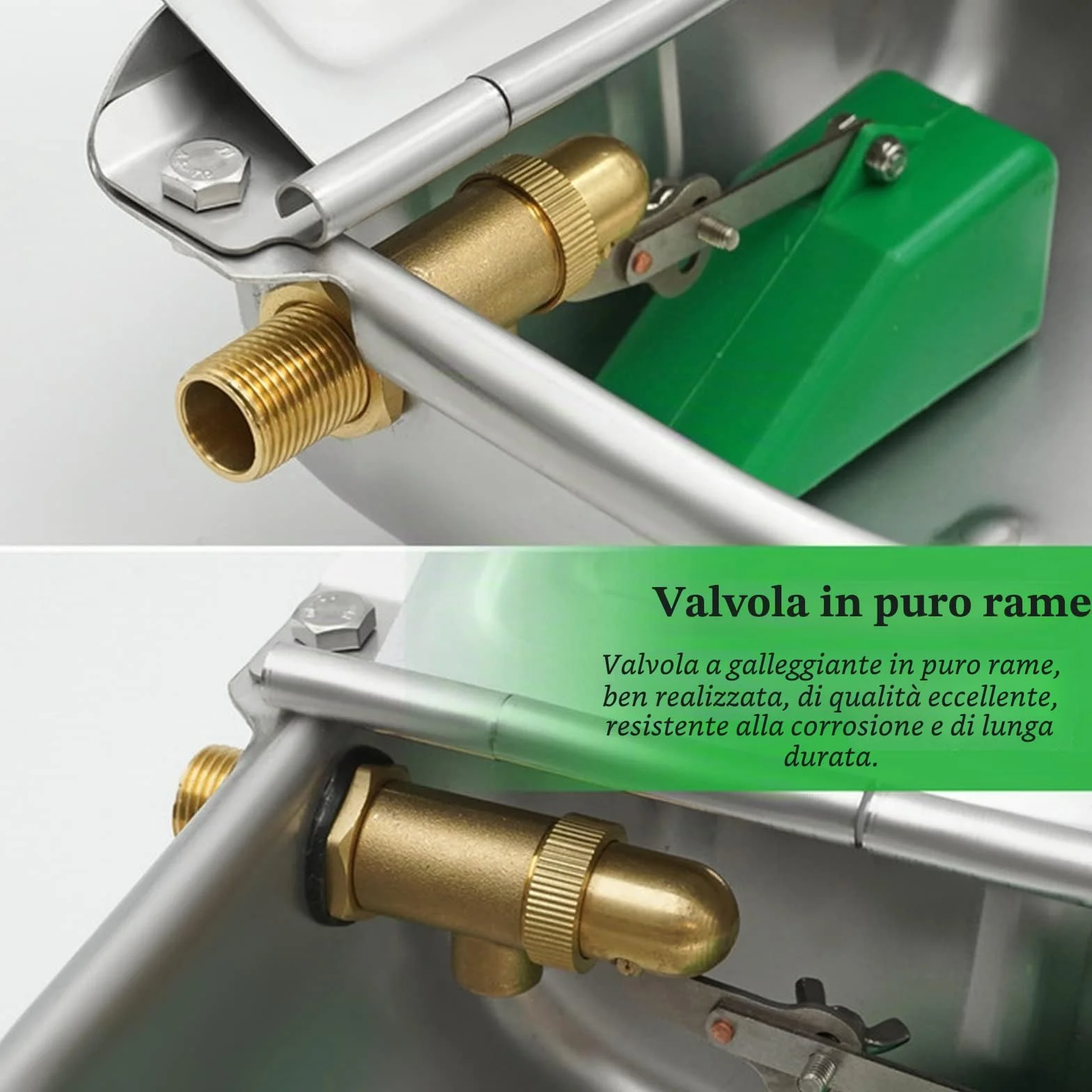 Abbeveratoio automatico in acciaio inox con valvola galleggiante per cani, cavalli, capre, pecore