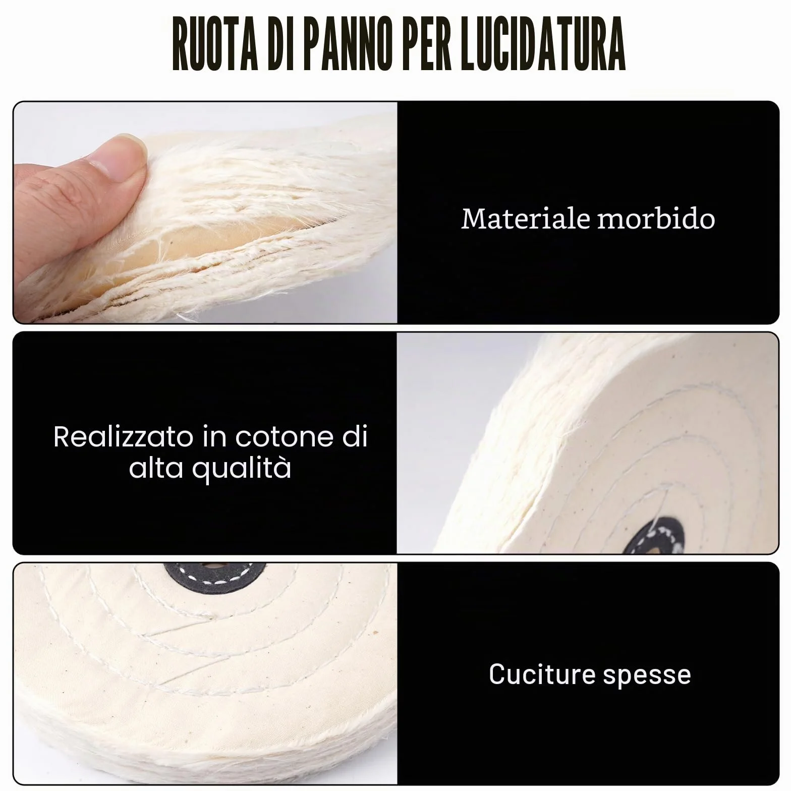 Disco di Lucidatura in Cotonea 6 Pollici 50 Strati per Smerigliatrice Vetro Metallo Legno