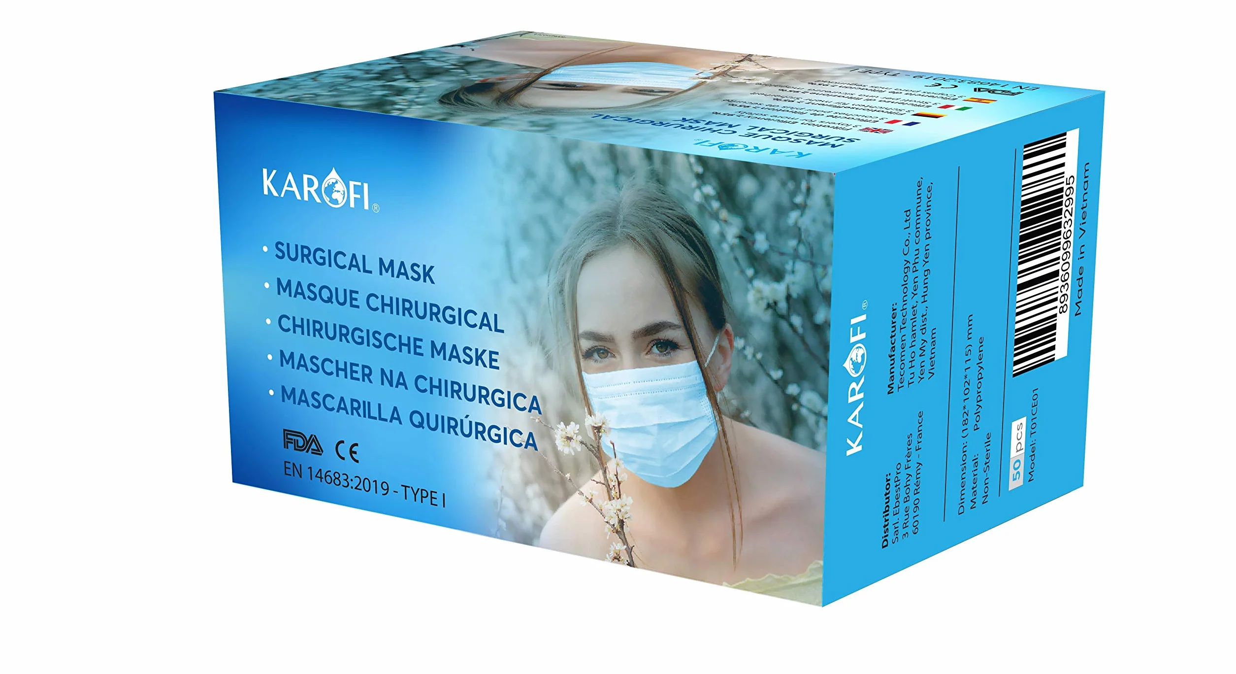 Mascherine Chirurgiche TIPO I MEDICO 3 STRATI BFE ≥95% CE EN 14683 2019 pacco 50