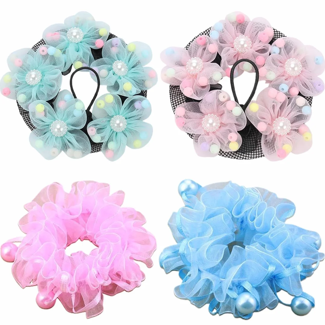 Retine per capelli monouso 4 pezzi per chignon con cuscinetti e retina per nodi