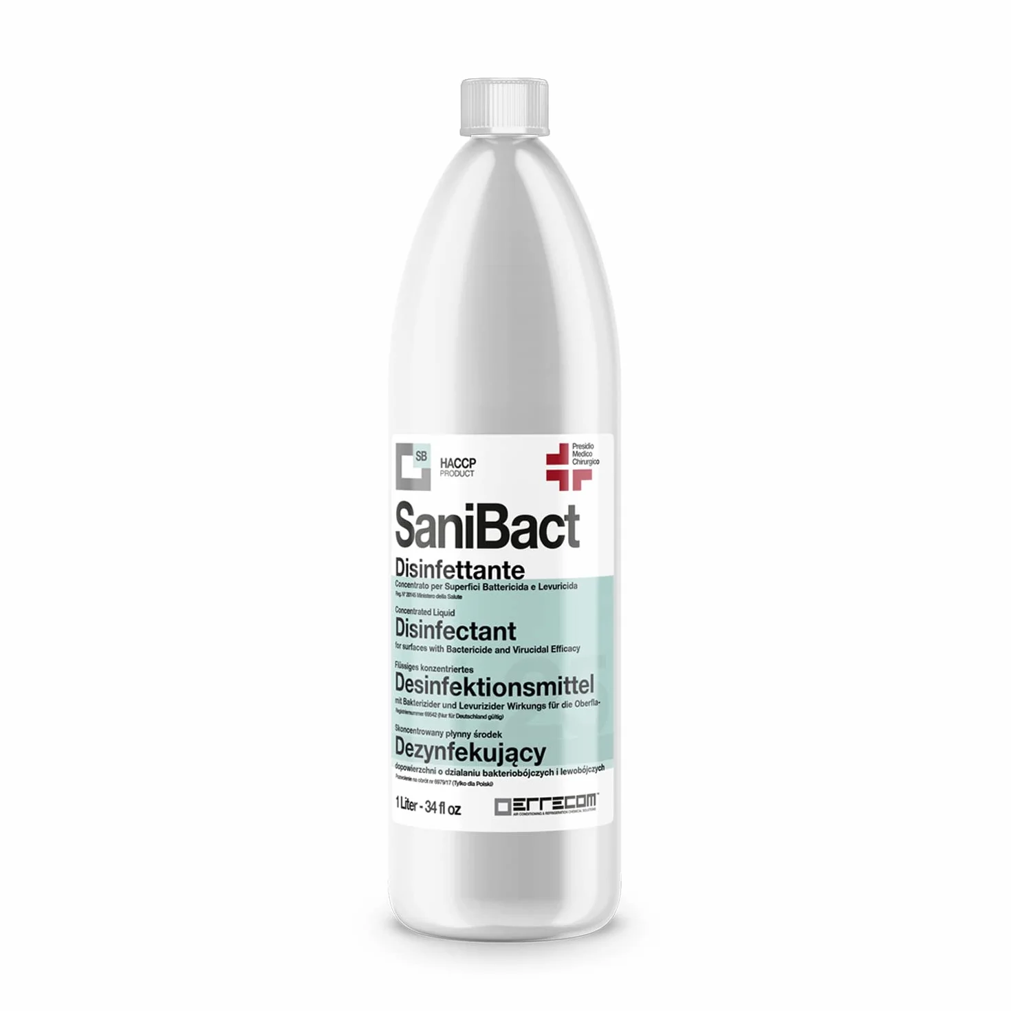 Errecom SaniBact Disinfettante Concentrato per Superfici Battericida Virucida Levuricida 1 L