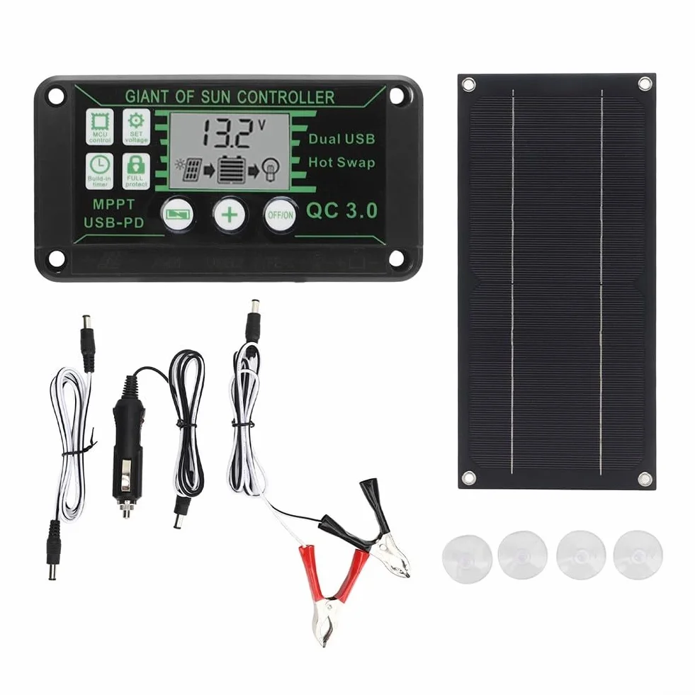 ReachMall 600 W 18 V per kit pannello solare, 100 A per controller caricabatterie MPPT portatile kit di alimentazione solare in silicio monocristallino kit di ricarica batteria per camper caravan auto