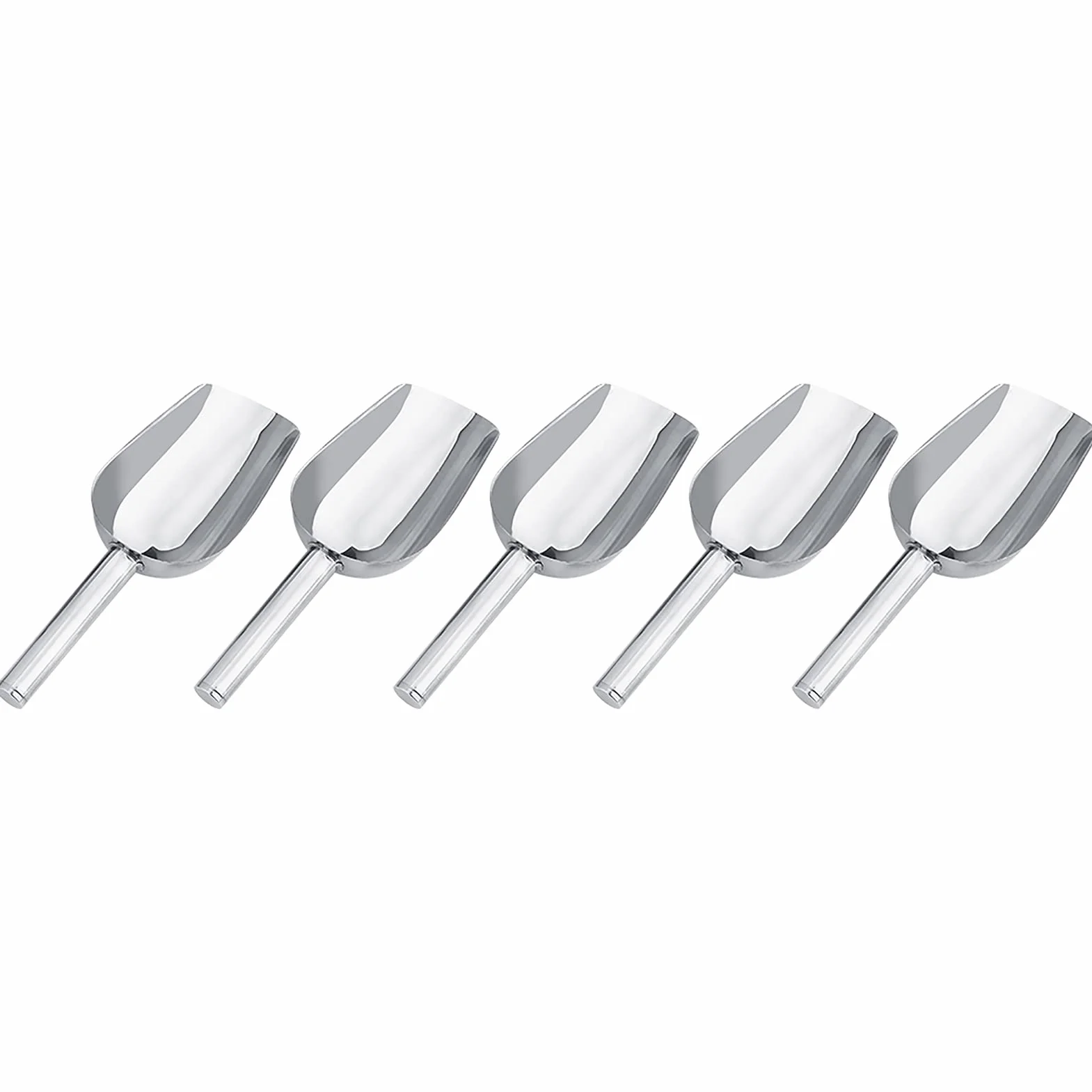 5 Pezzi Paletta per Ghiaccio in Acciaio Inox, Cucchiaini per Caramelle Multiuso, Paletta Cibo, Adatta per Cucine, Bar, Buffet, Cereali, Farina, Grano, Cibo per Gatti, Cibo per Cani