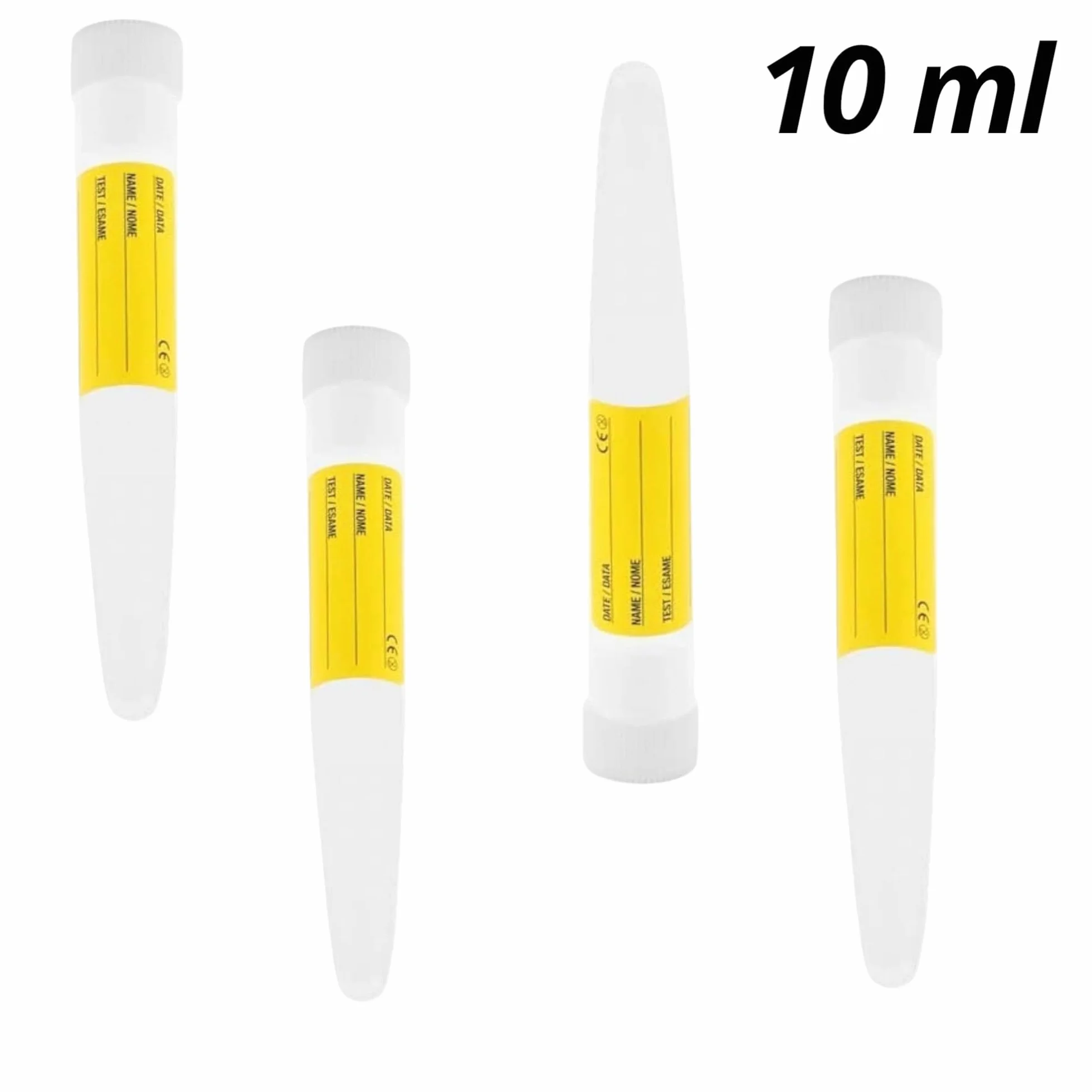 Contenitori Sterili per Urine 4 Pezzi 10 ml con Tappo Ermetico a Vite con Etichetta