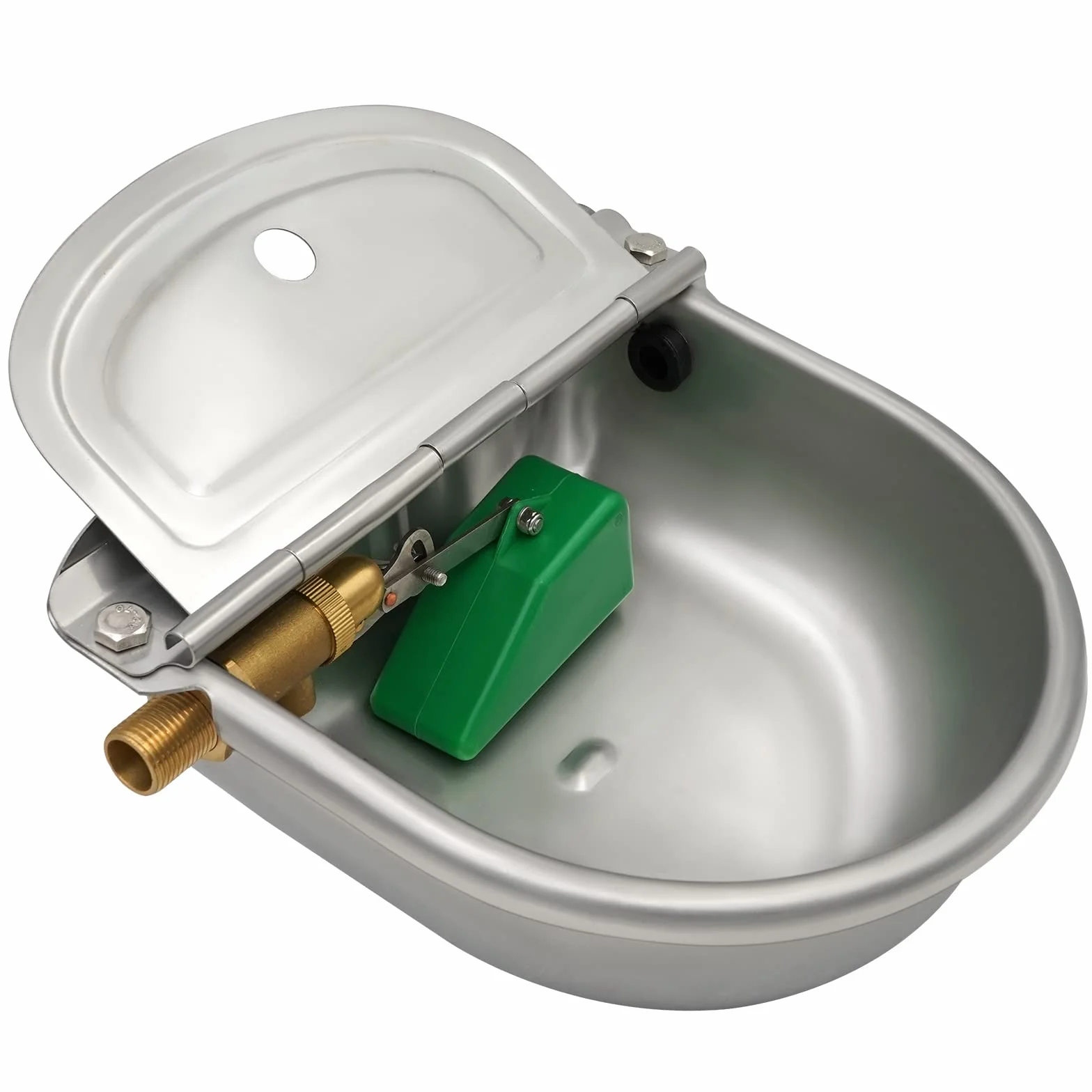 Distributore di Acqua per Cani in Acciaio Inox, Abbeveratoio Galleggiante con Valvola 1/2"