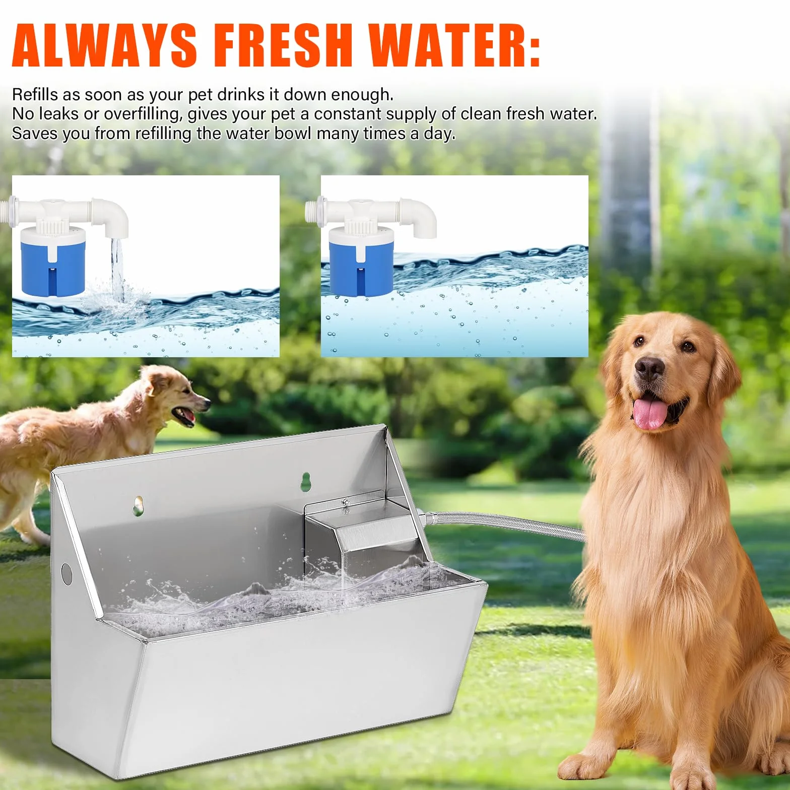 Distributore Automatico Di Acqua 8L 304 Acciaio Inox Ciotola Per Cani Esterno