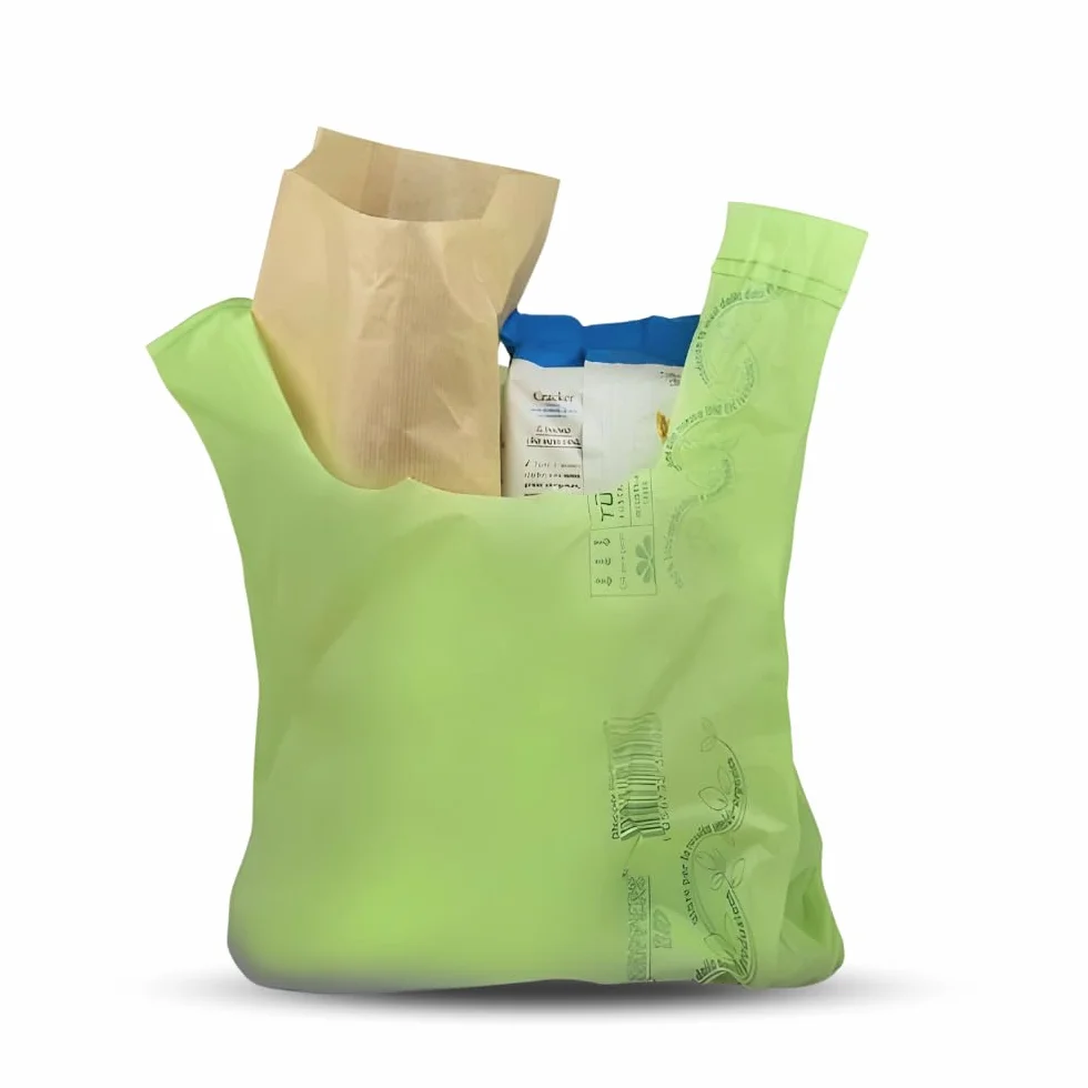 VIRSUS 4 kg Buste Shopper biodegradabili compostabili Formato 35x65cm 35+20x65, Peso Busta 22 gr, Shoppers di Colore Verde Sacchetti biodegradabili per la Spesa, Circa 180 Buste