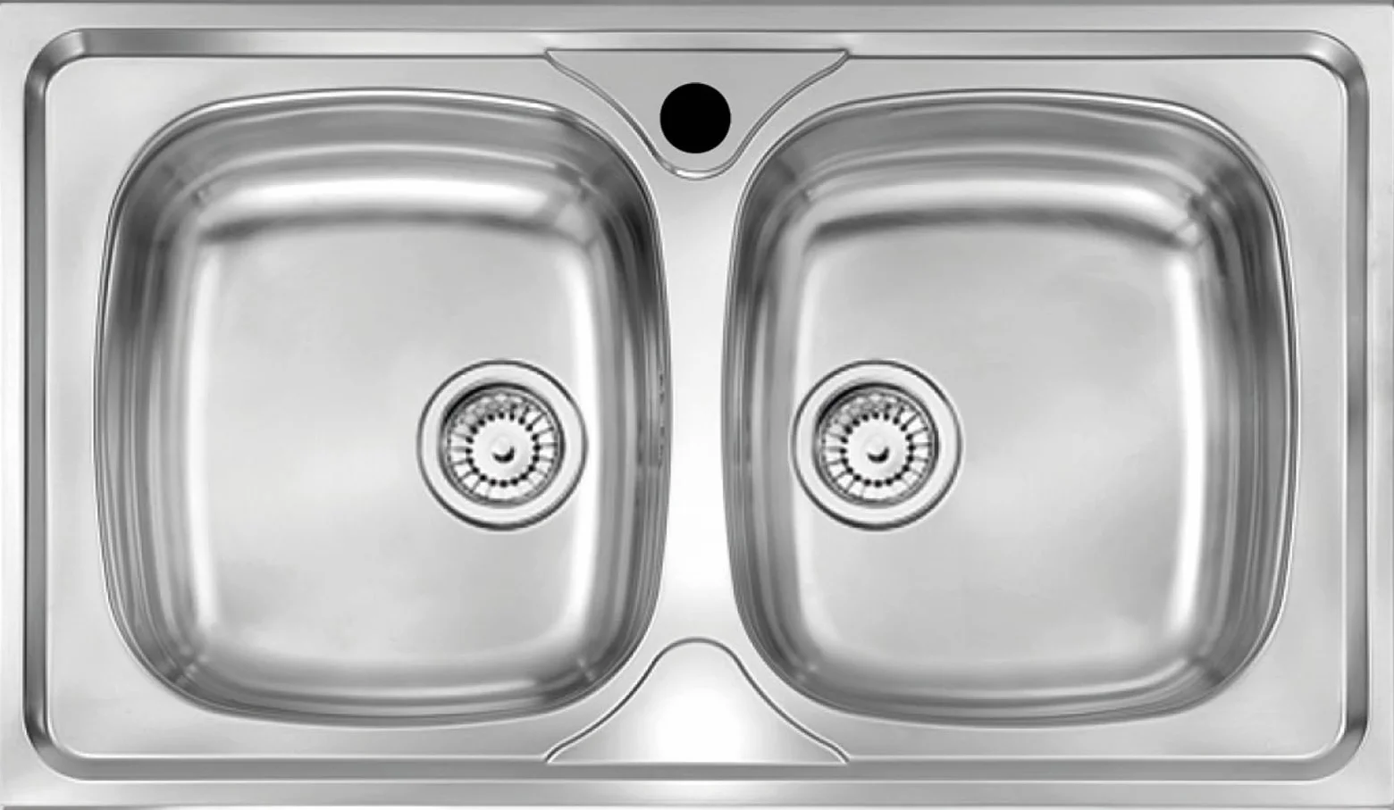 Lavello cucina Monica acciaio inox 86 x 50 cm 2 vasche stampate Made in Italy