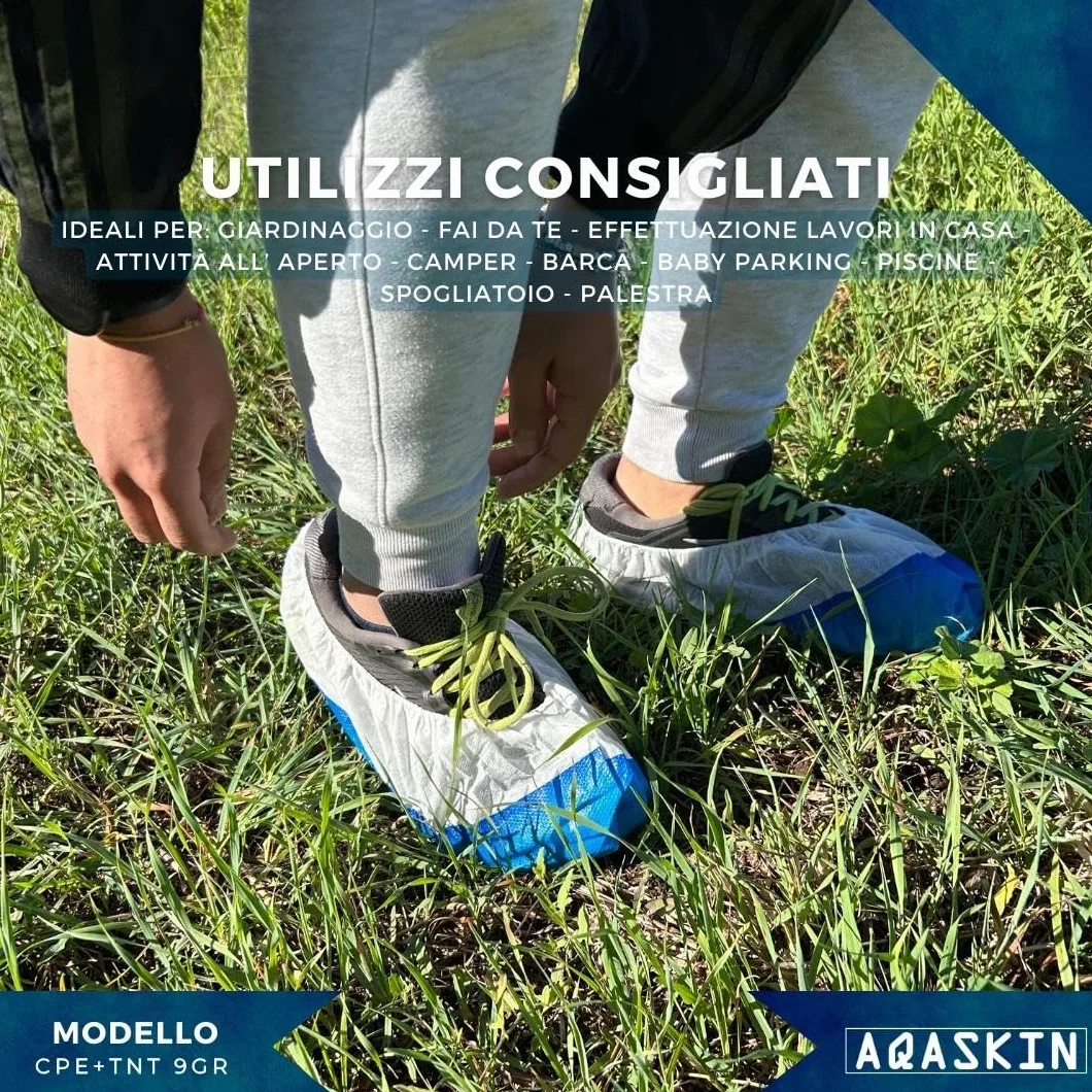 Copriscarpe Monouso Impermeabili Extra Resistenti Suola Goffrata CPE TNT 100 pz