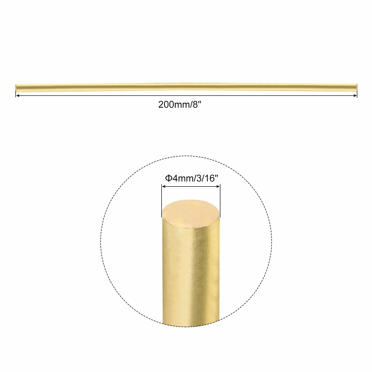 QUARKZMAN 2pcs Barre Ottone (4mm)3/16 Pollice x (200mm)8 Pollice Barra Tonda Solida Ottone per Maniglie Coltello Spillo DIY Modello Aereo