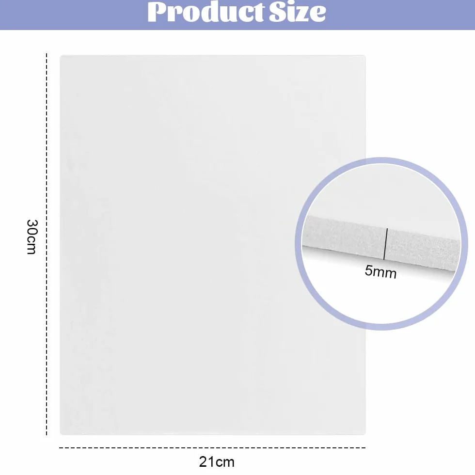 LPAMABA 25 Pz Pannelli in Schiuma Rigida da A4,Tavola in Schiuma A4 da 5mm,Rettangolo in Schiuma Bianco,Schiuma Leggera per Presentazioni per Progetti Artistici, Matrimoni, Progetti Scolastici