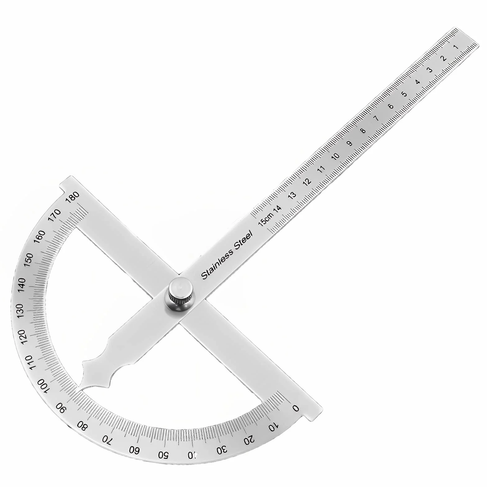 Goniometro in Acciaio Inox 0-180° con Vite di Bloccaggio Regolabile 150mm