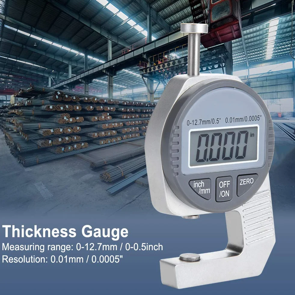 Calibro di spessore digitale LCD 0-12,7 mm/0,5" 0,01 mm/0,0005" Testa di misura piatta