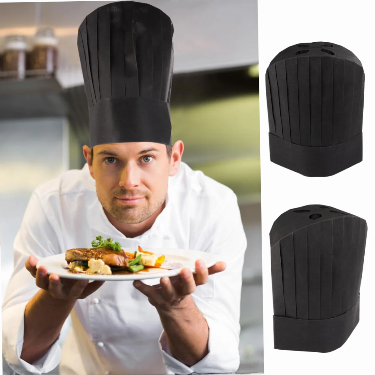 PACKOVE Cappello Da Cuoco Monouso Ecologico 20 Pezzi 28x30 Cm