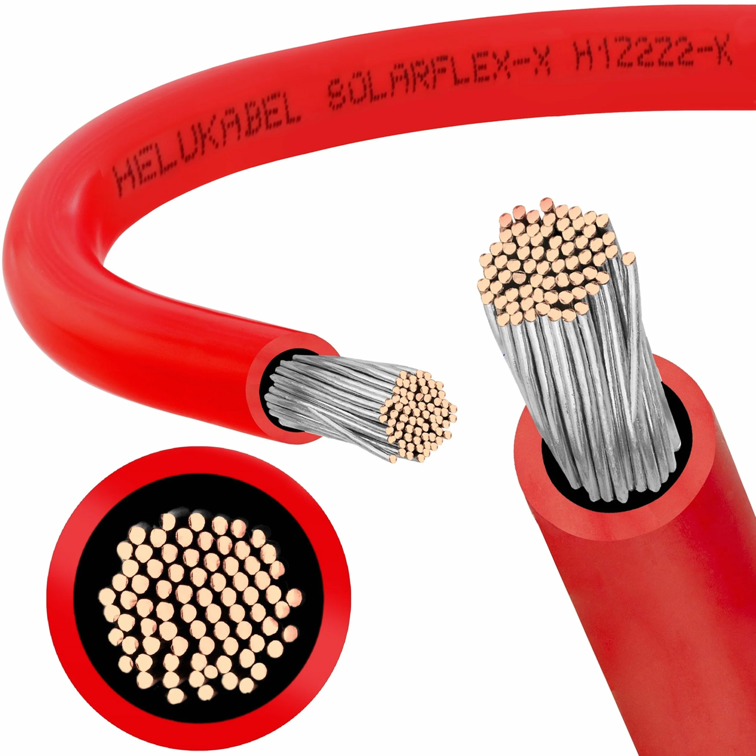 Cavo solare per impianti fotovoltaici 4mm² - SOLARFLEX-X H1Z2Z2-K Made in Germany (25 m, Rosso)