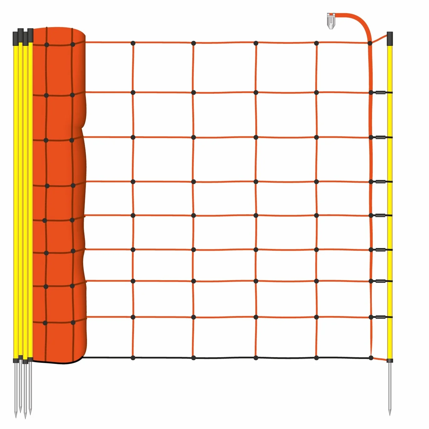 VOSS.farming Rete per recinzioni da pascolo elettrificabile 90 cm x 50 m, 14 pali gialli, arancione
