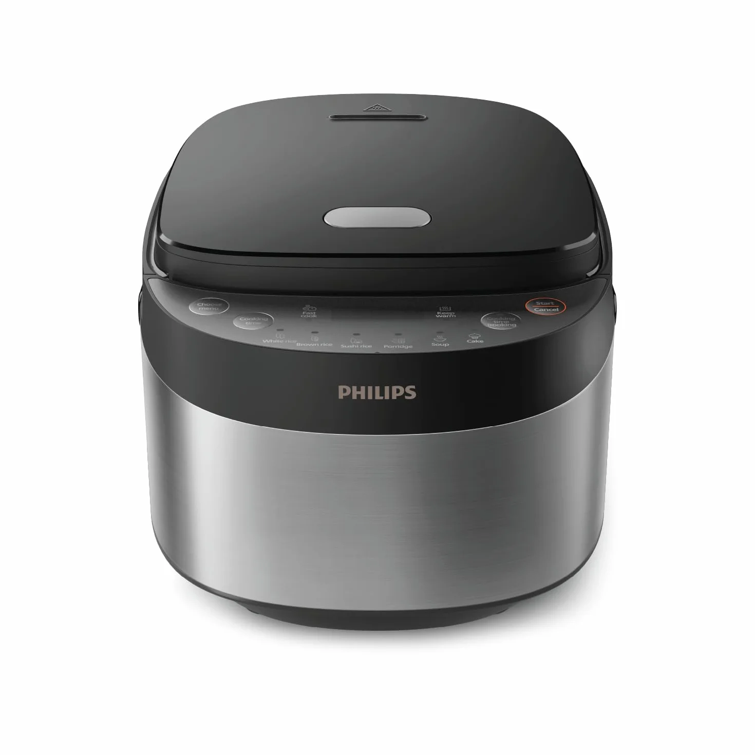 Philips Serie 3000 - Cuociriso compatto da 0,85 l, 8 menu automatici, pentola antiaderente a 4 strati, cottura rapida in 30 minuti, design nero e argento (HD3093/80)