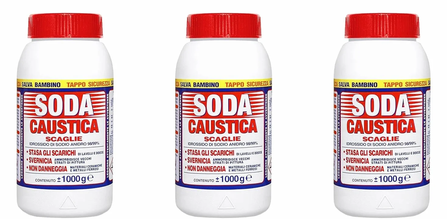 Soda Caustica a Scaglie 3 Kg Rocard per Uso Industriale e Domestico