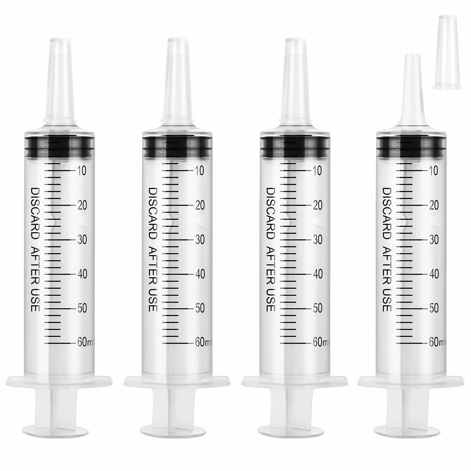 OFFCUP Siringa di Plastica 60ml 4Pcs Siringhe senza Ago Riutilizzabili per Alimentazione Animali