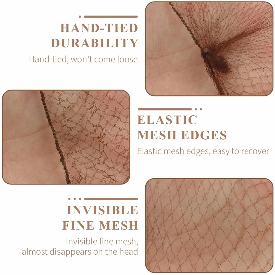 Retine Invisibili per Chignon, 20 Retine con 40 Forcine, Capelli Elasticizzati, Marrone