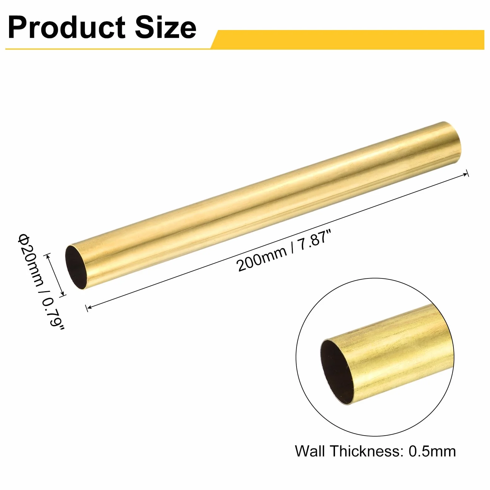 QUARKZMAN Tubo Ottonato Rotondo H62 20mm 0.5mm 200mm Senza Saldature per Progetti Fai-da-Te
