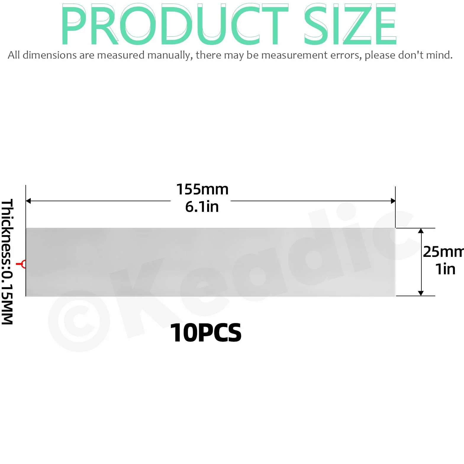 Keadic Stainless Steel Shim Stock for Machinery (155 x 25 x 0,15 m)