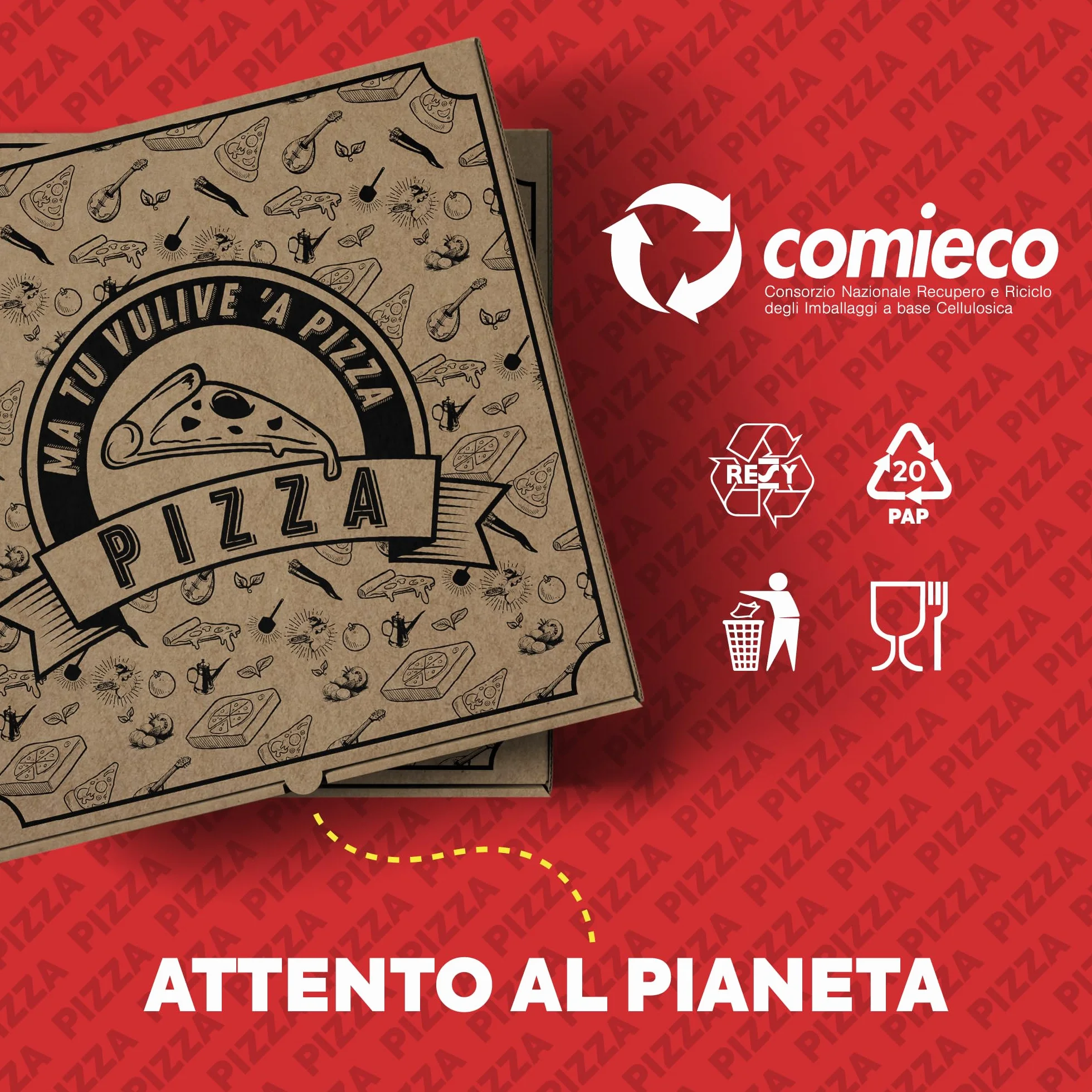 Scatole Pizza 33x33cm h 3,5 Cartone Termico