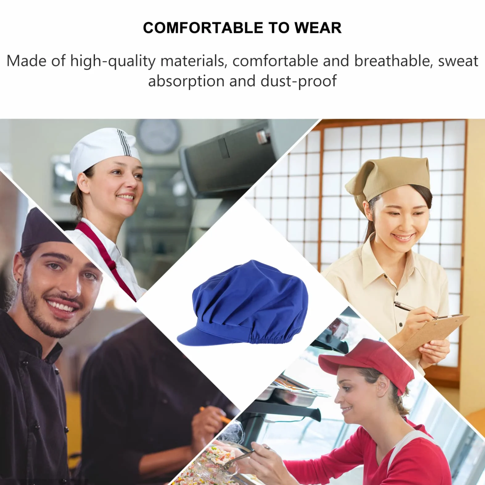 HEALLILY Chef Cap Cappello Elastico in Cotone Traspirante per Cucina Uomini Donne Blu
