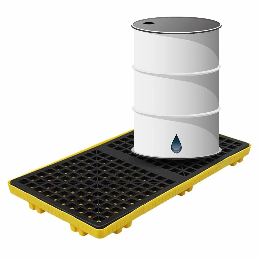 Generico Piattaforma di contenimento modulare per fuoriuscite di Petrolio, Vassoio Anti-Perdita 120x60x10 cm con griglia, Pallet industriali per fuoriuscite per stoccaggio Sicuro di liquidi e protezi