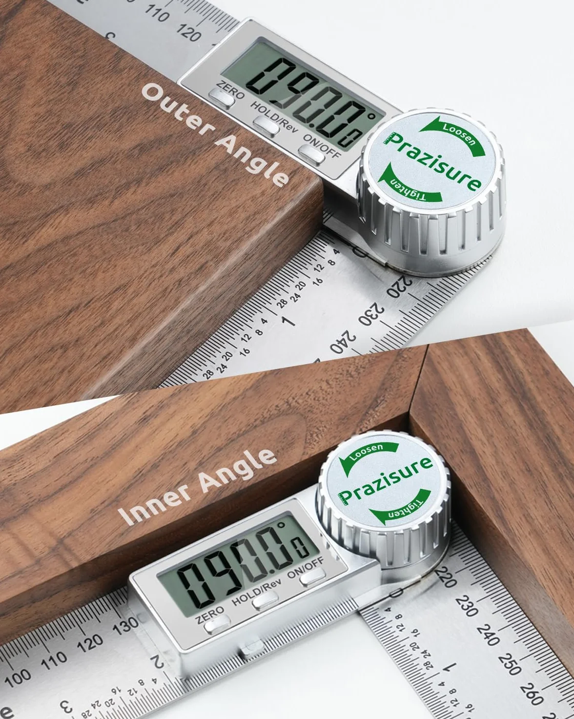 Goniometro digitale 200 mm acciaio inossidabile strumento di misurazione angolare per legno edilizia fai da te
