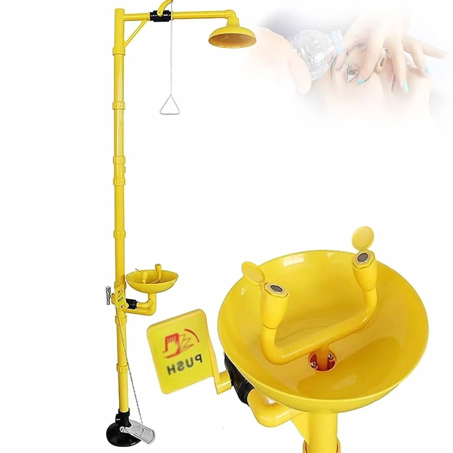 Doccia di Emergenza Lavaocchi combinata Pedale ABS Acciaio Inossidabile 304